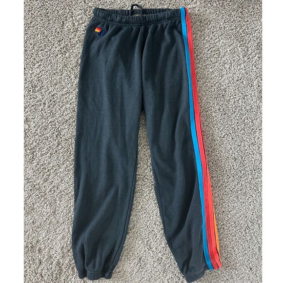Aviator Nation 5 Stripe Sweatpants | Charcoal Gray | Size Small - Picture 1 of 5